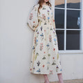 Fashion Casual Waist-tie Loose Plant Print Dress