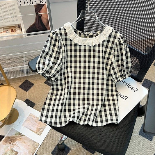 Summer French-style Sweet Fresh And Relaxed-fit Puff-sleeve Top