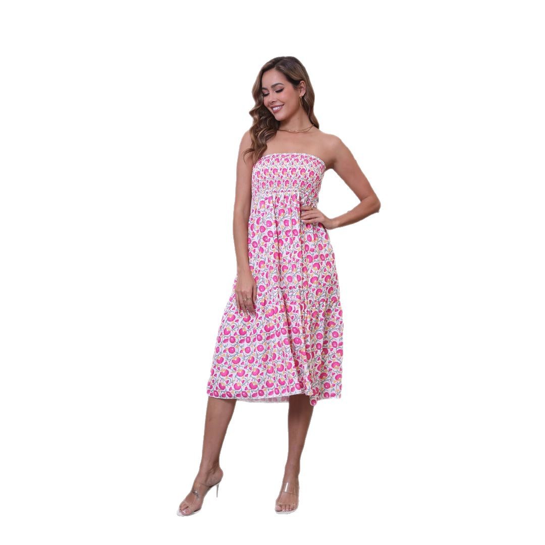 Bohemian Resort-Style Sweet Printed Maxi Skirt
