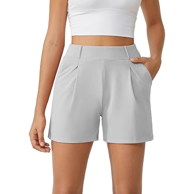 Stylish High-waisted Casual Versatile Womens Summer Fitness Shorts With Pockets