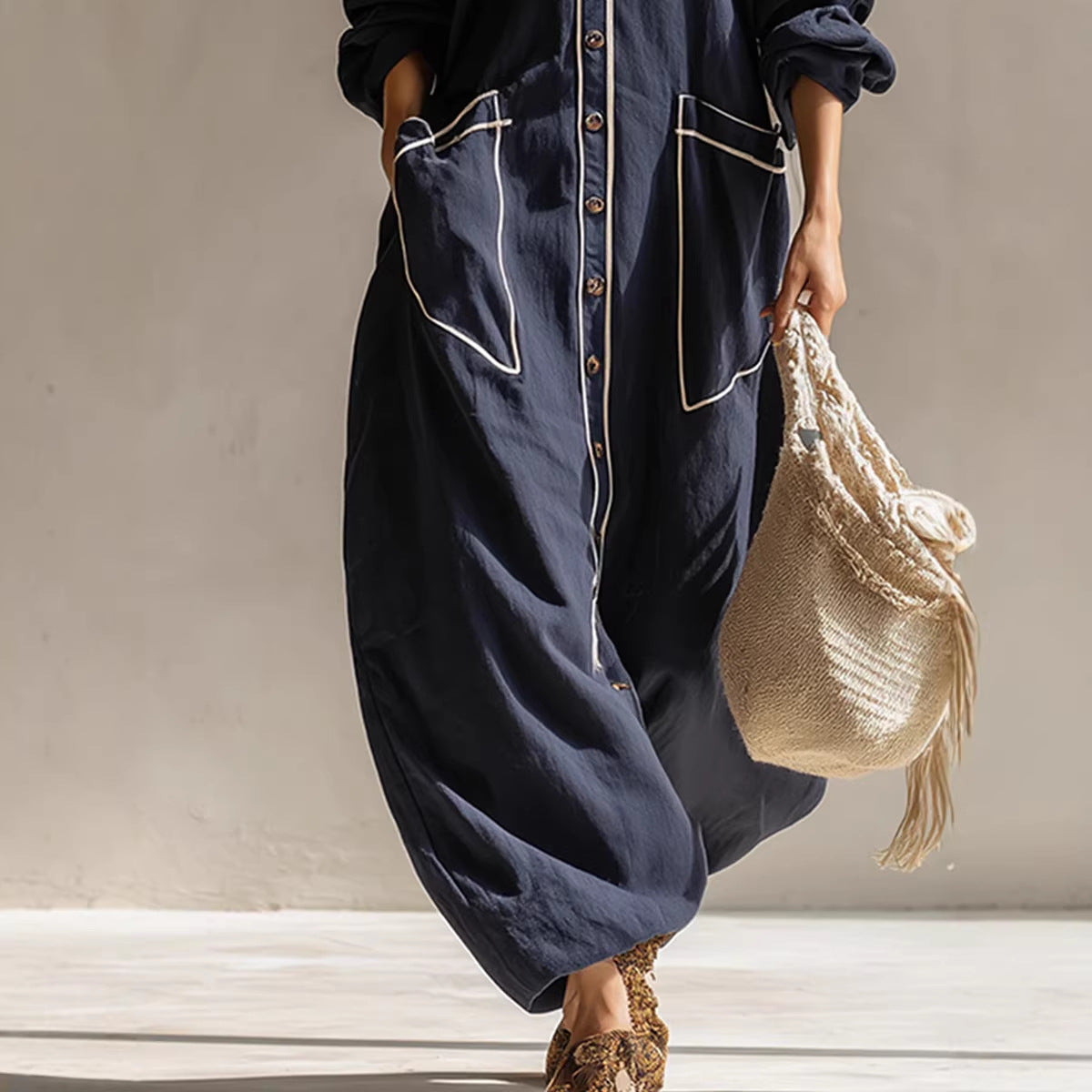 Solid-color Fashionable Casual Spring Womens Jumpsuit