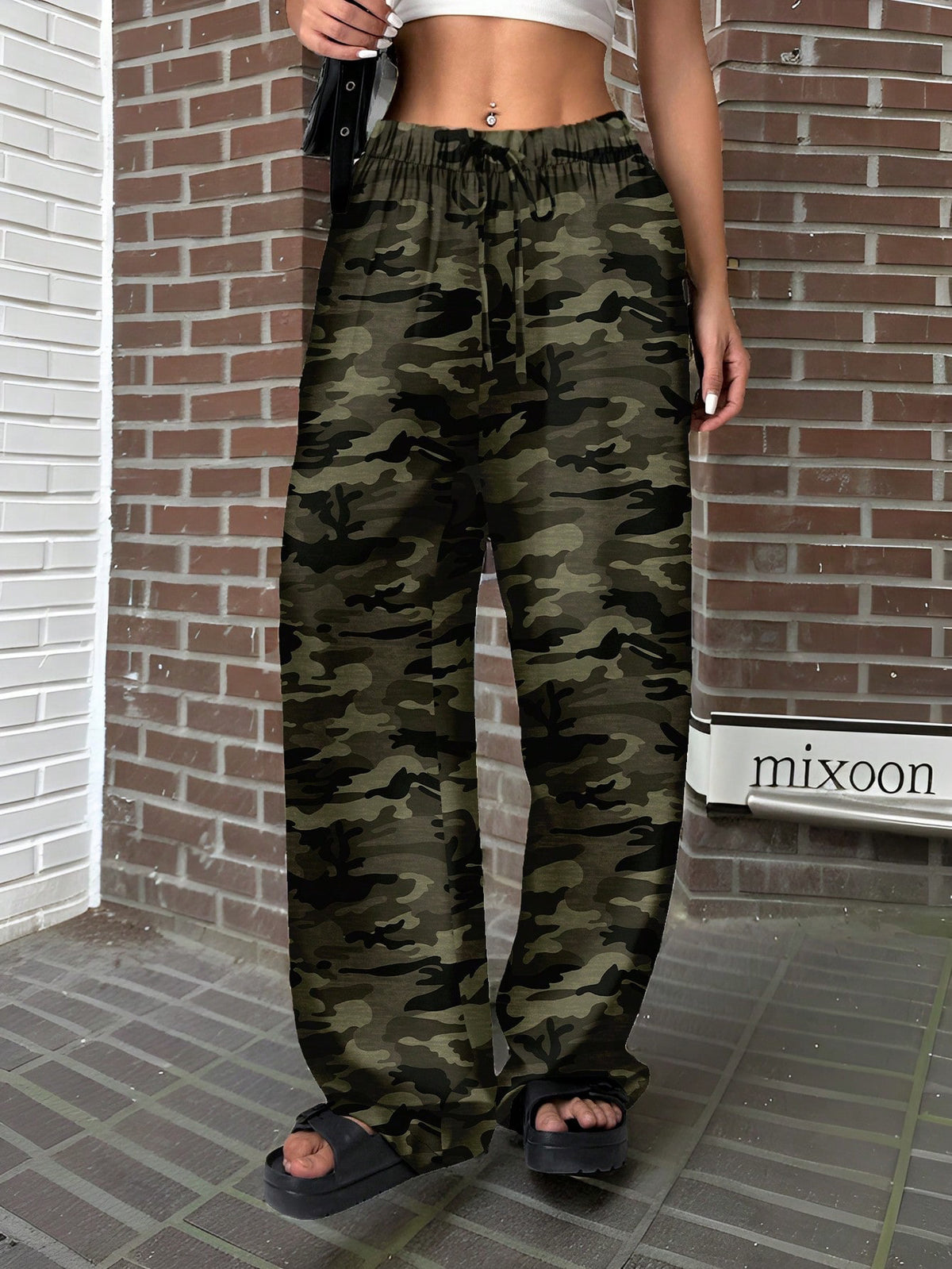 New Camouflage Fashionable Slimming Low-Waist Straight-Leg Pants