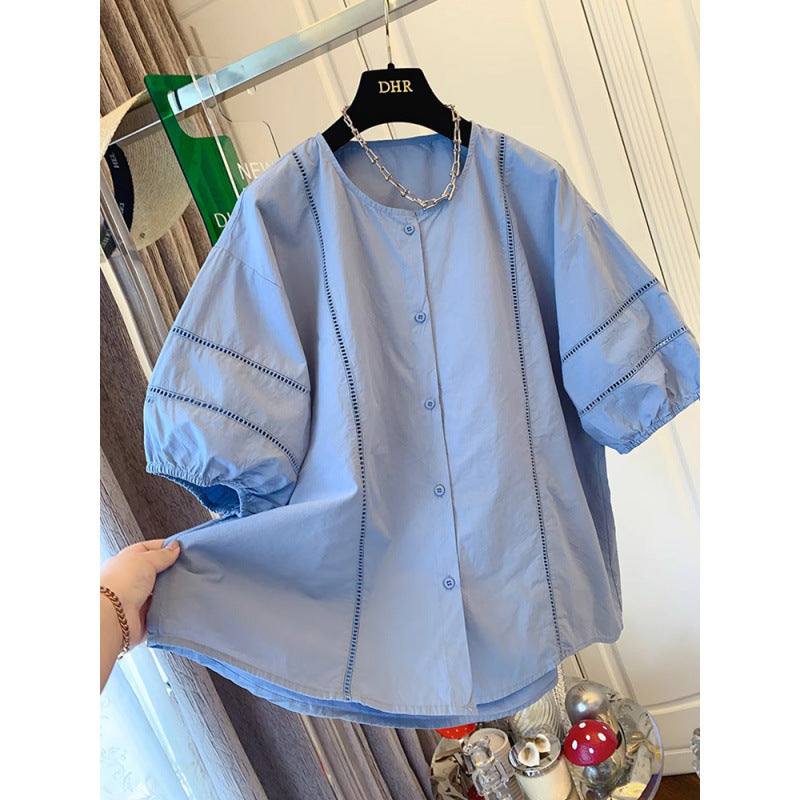 Incredibly Stylish French-style Chic Puff-sleeve Short-sleeve Shirt