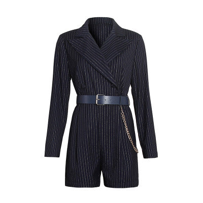Women's Striped Jumpsuit Shorts Korean style