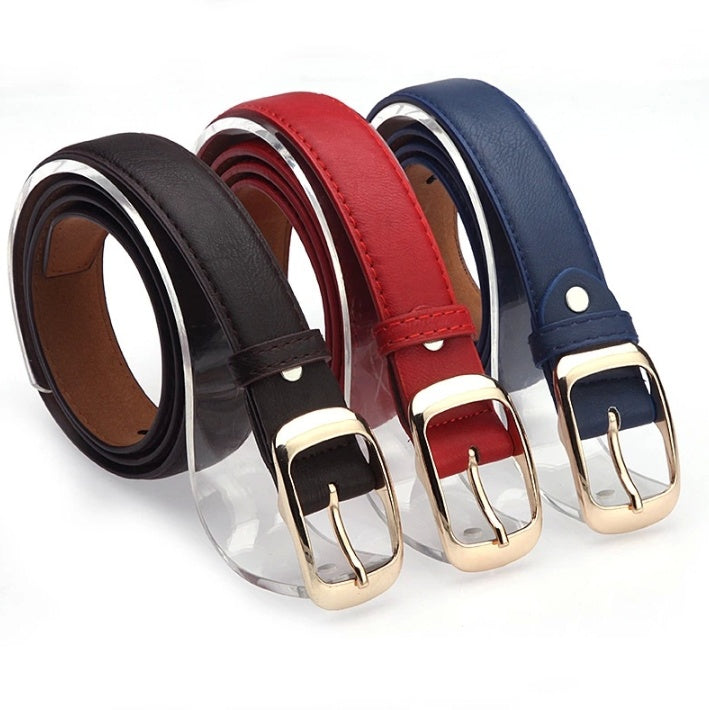 Korean women's casual versatile belts in black leather