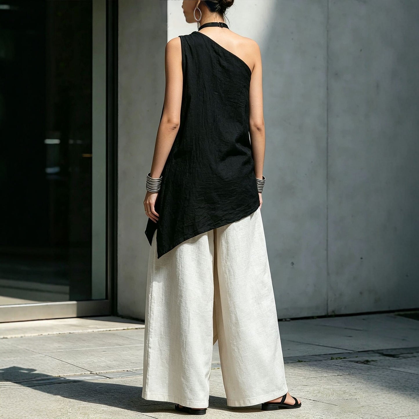 Casual Versatile Fashionable One-shoulder T-shirt