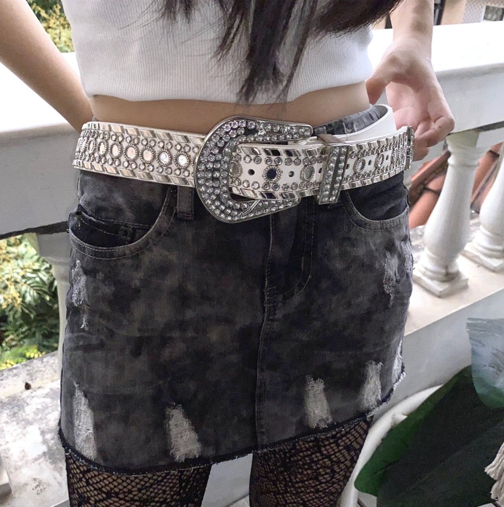 Punk Style Slim Jeans with metal decoration