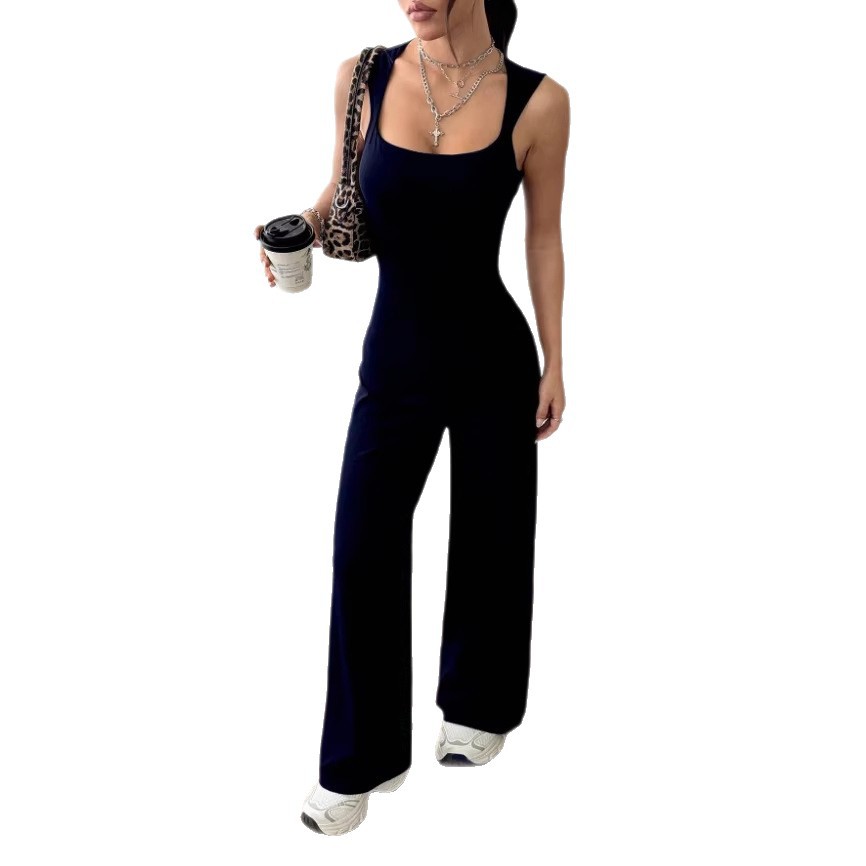 Womens Minimalist Everyday Outfit Stretchy Strap Jumpsuit For Sports And Yoga
