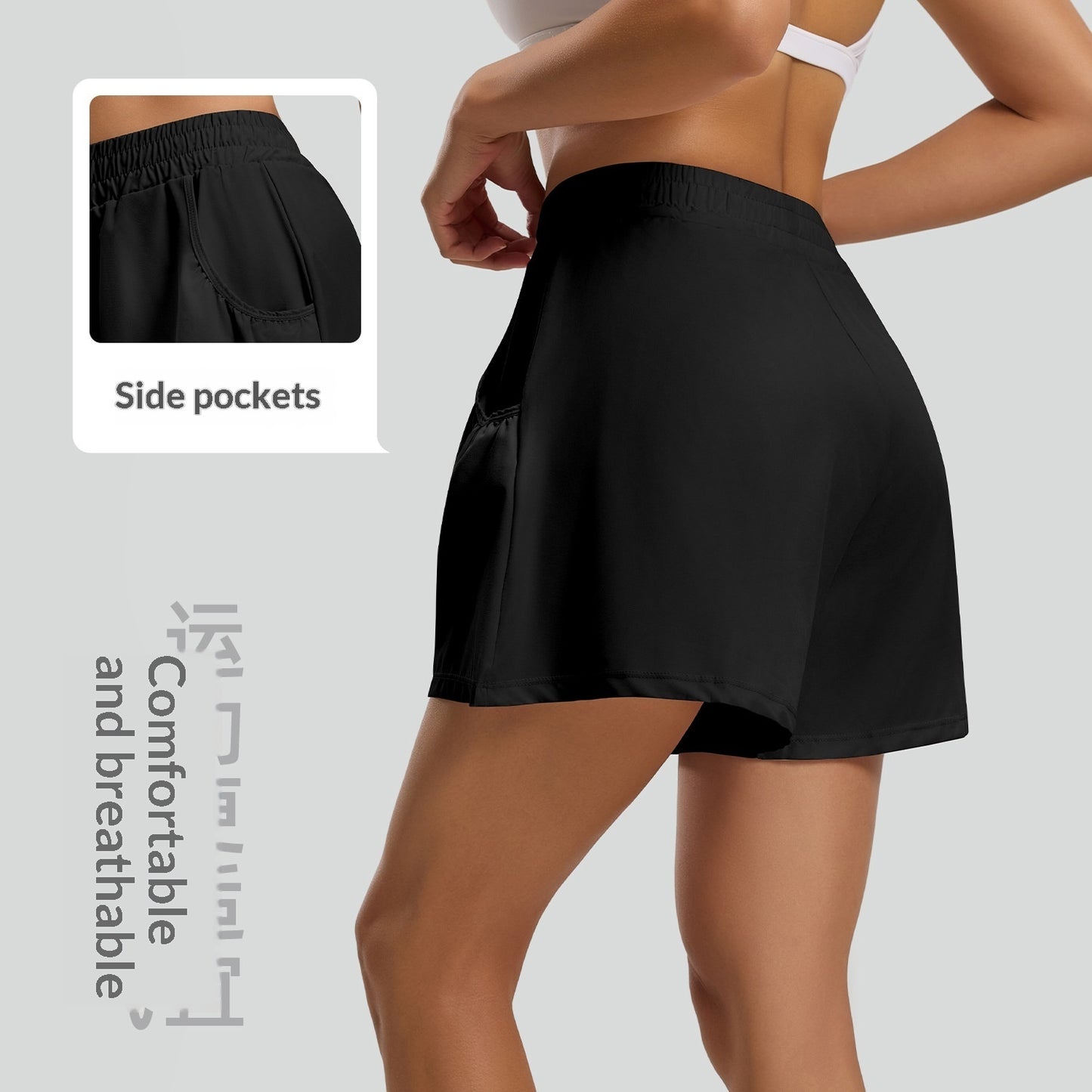 Womens Casual Anti-exposure High-waist Yoga Shorts