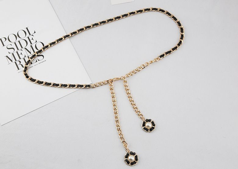 Black White Metal Waist Chain with dress