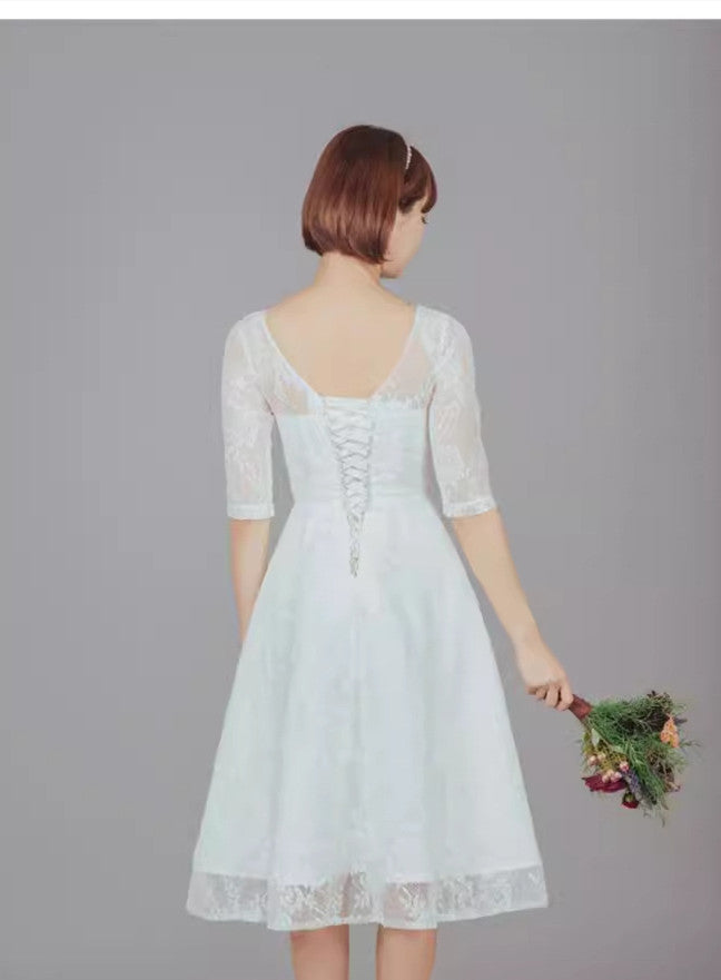 Sweet Short Lace Light Wedding Dress Forest-style Pastoral Beach