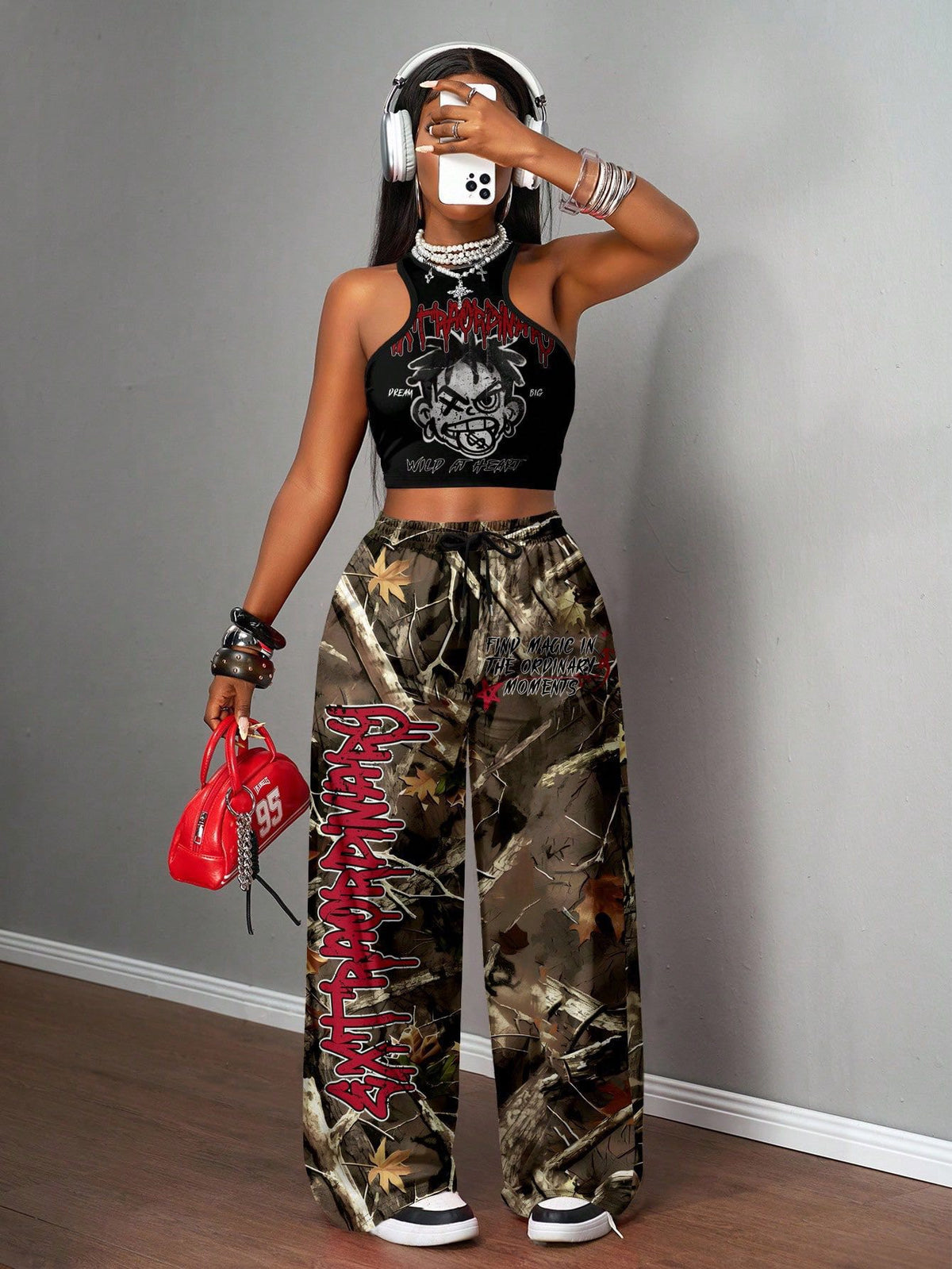 Printed Tank Top  Casual Wide-leg Pants Set