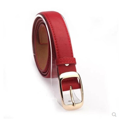 Korean women's casual versatile belts in black leather