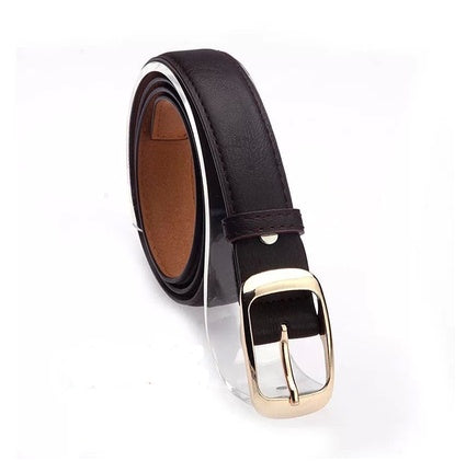 Korean women's casual versatile belts in black leather