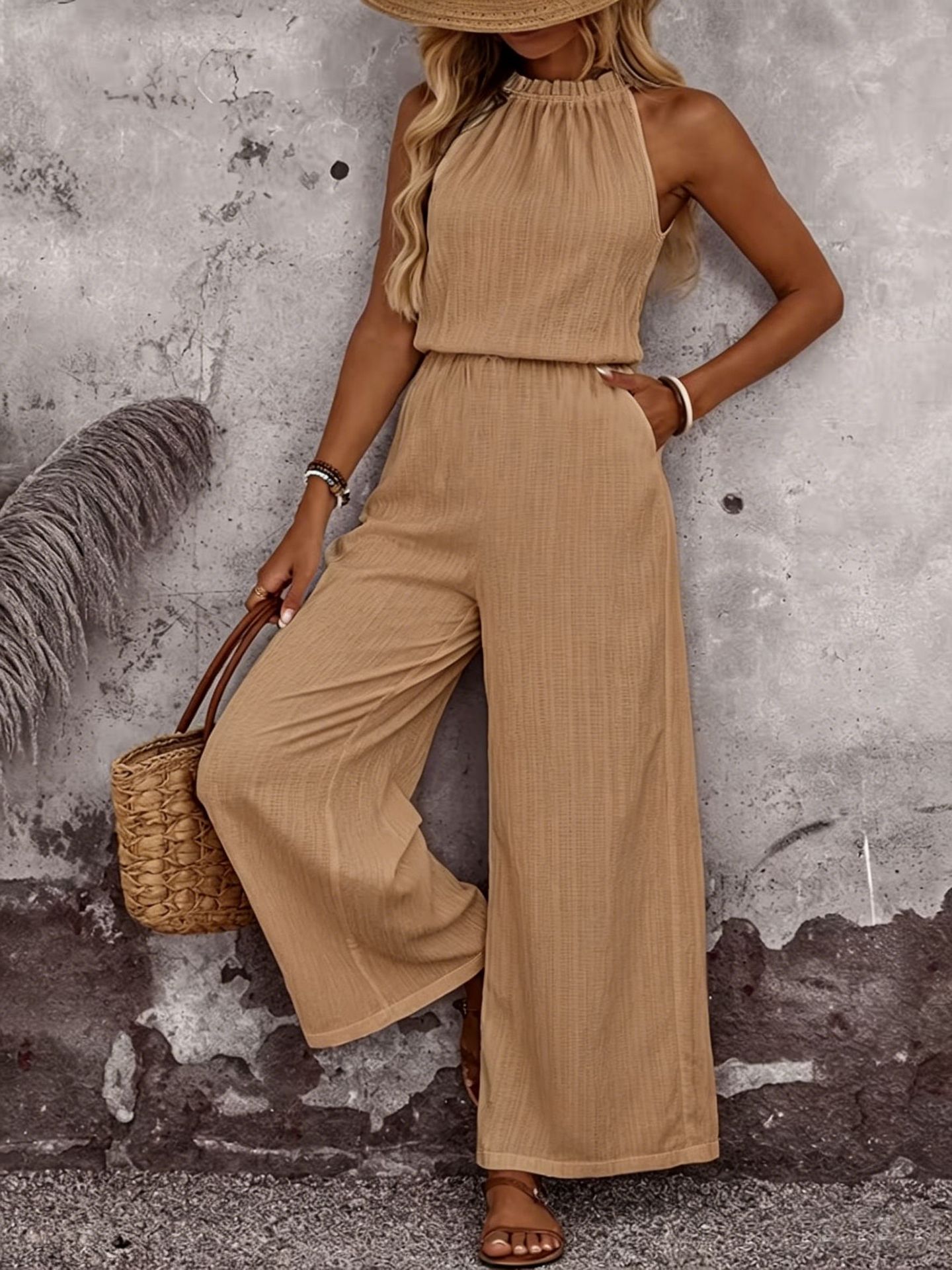 Womens Draped-Neck Vest And Casual Pants Set