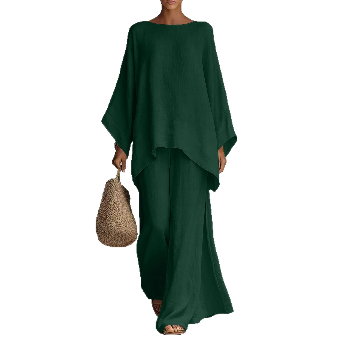 Women's Loose Shirt And Wide-Leg Pants Set