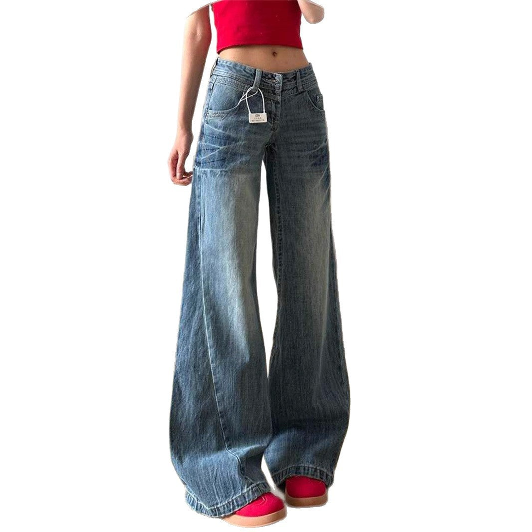Women's American-style Washed Wide-leg Jeans