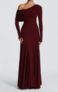 Mesh Long-Sleeve Slim-Fit Hip-Hugging Elegant Evening Maxi Dress