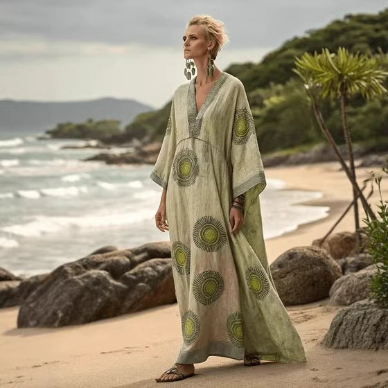 Cross-border 3D Digital-print Long Dress From Europe And The US