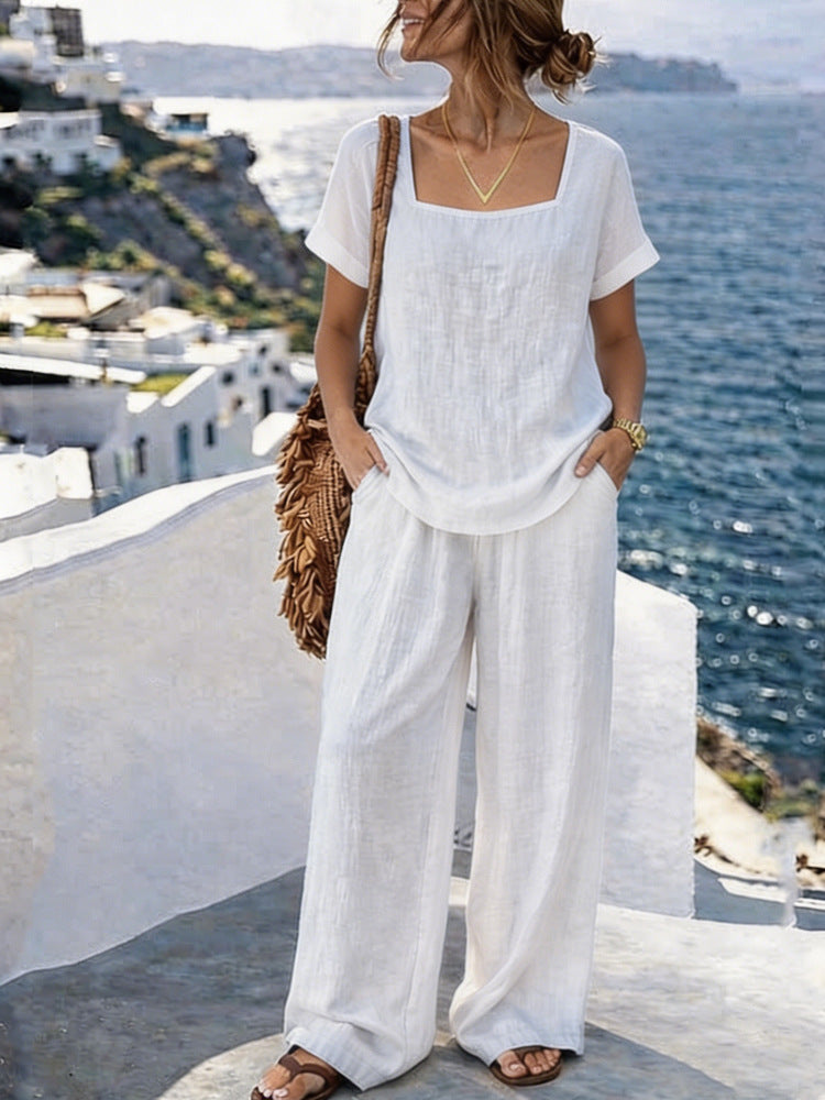 Women's Square-Neck Short-Sleeve Pantsuit