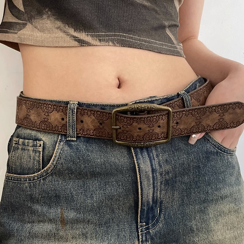 Distressed Ethnic Style Belt – versatile Y2K fashion accessory  SKU: Add a unique SKU for each variant.