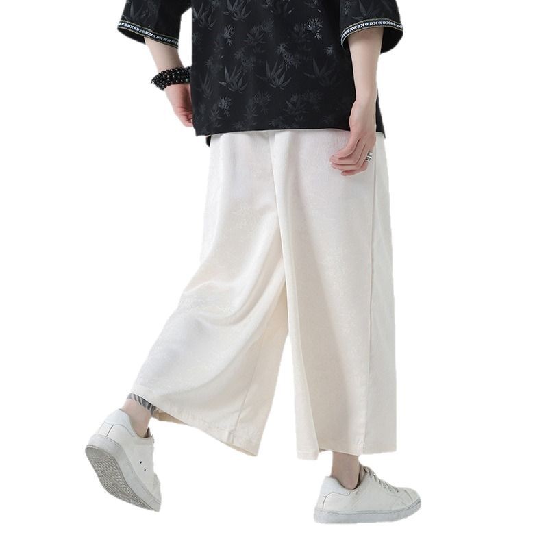Mens Straight-leg Pants Chinese-style Summer