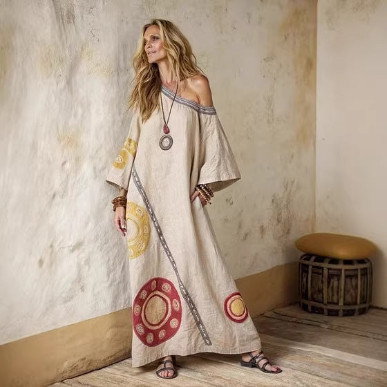 Cross-border 3D Digital-print Long Dress From Europe And The US