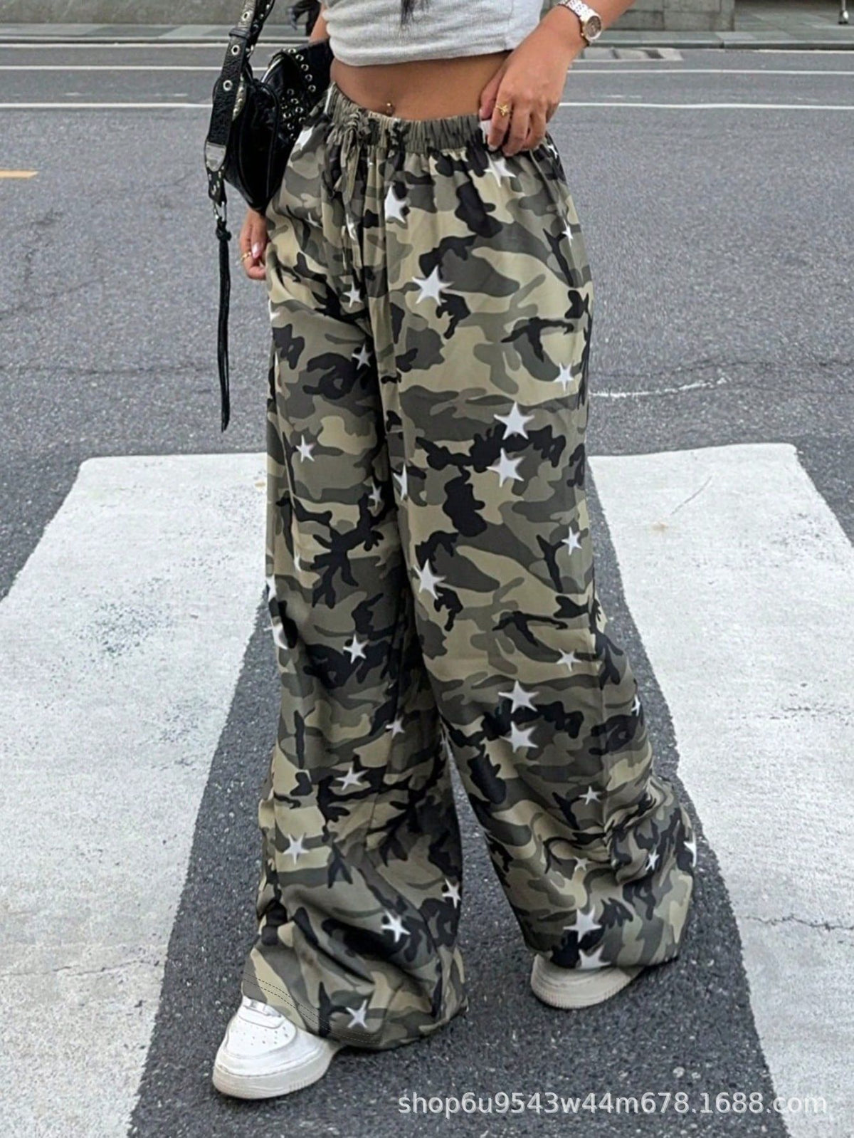 New Camouflage Fashionable Slimming Low-Waist Straight-Leg Pants