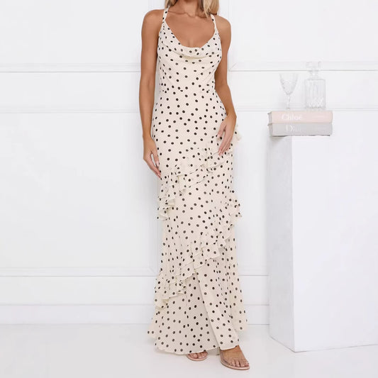Waist-cinching Figure-flattering Sheer Dress With Ruffled Hem