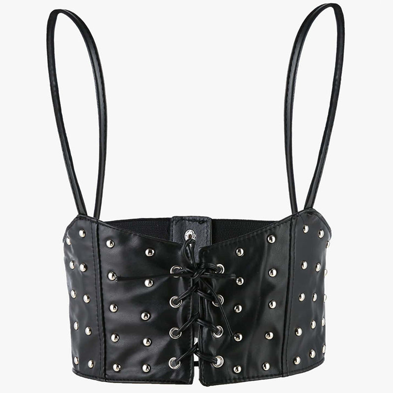 Women's PU Leather Vest Belt with dress