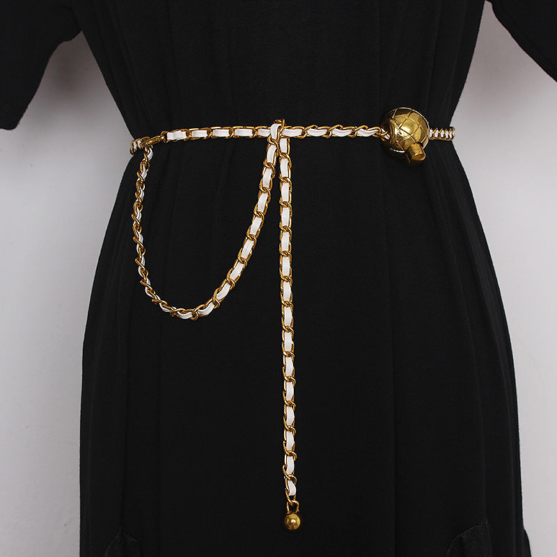 Small Golden Ball Waist Chain – Adjustable Retro Belt