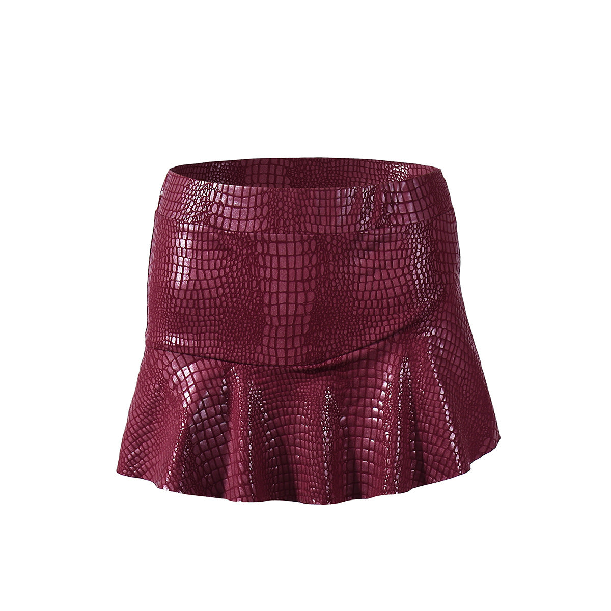 Womens Faux Leather Coated Fashionable Stretchy Skirt
