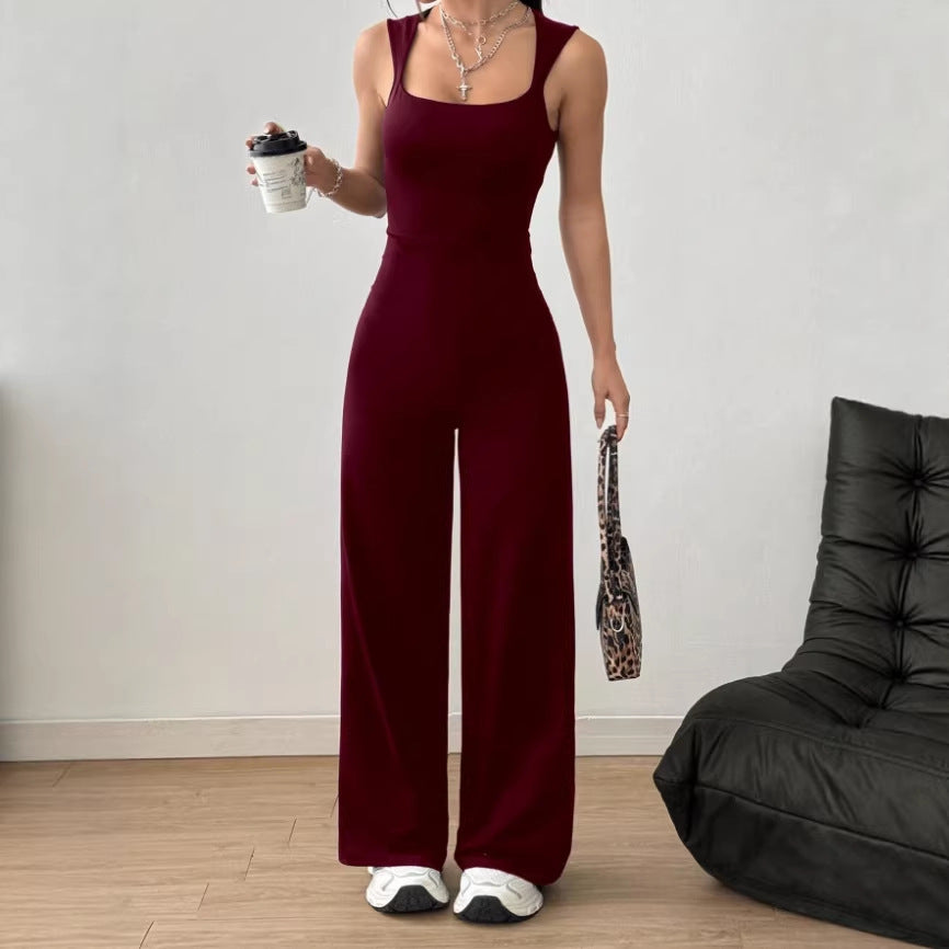 Womens Minimalist Everyday Outfit Stretchy Strap Jumpsuit For Sports And Yoga