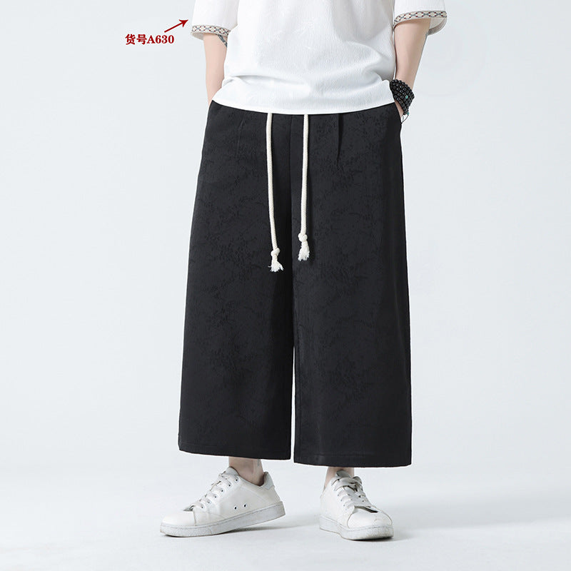 Mens Straight-leg Pants Chinese-style Summer