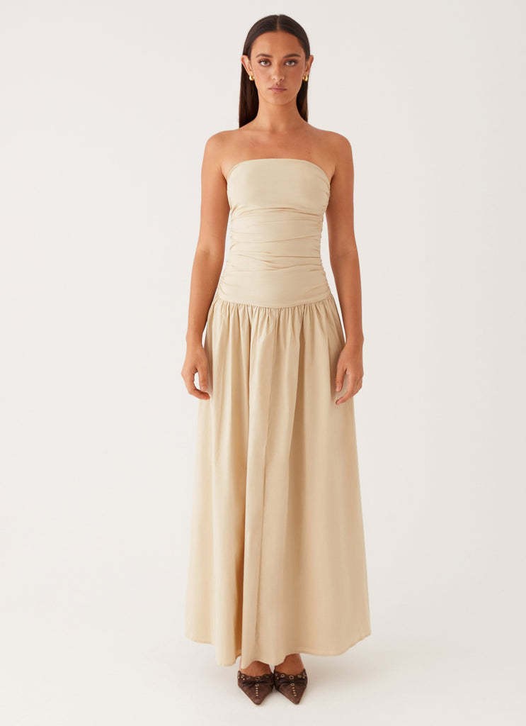 Strapless Pleated Patchwork Evening Dress For Women