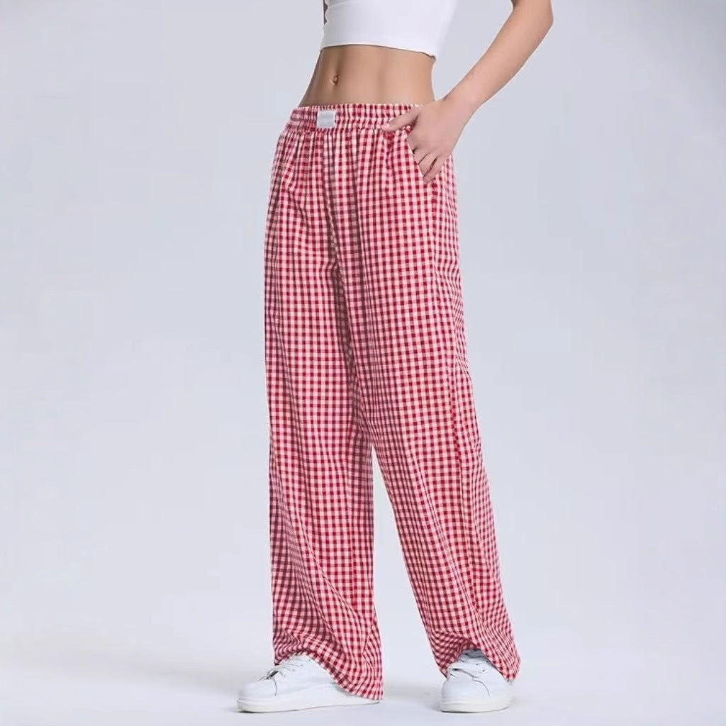 Plaid Casual Fashionable Lounge With Pockets Long Pants