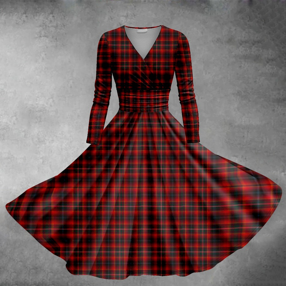 Women's Clothing Long-sleeve Round-collar Dress