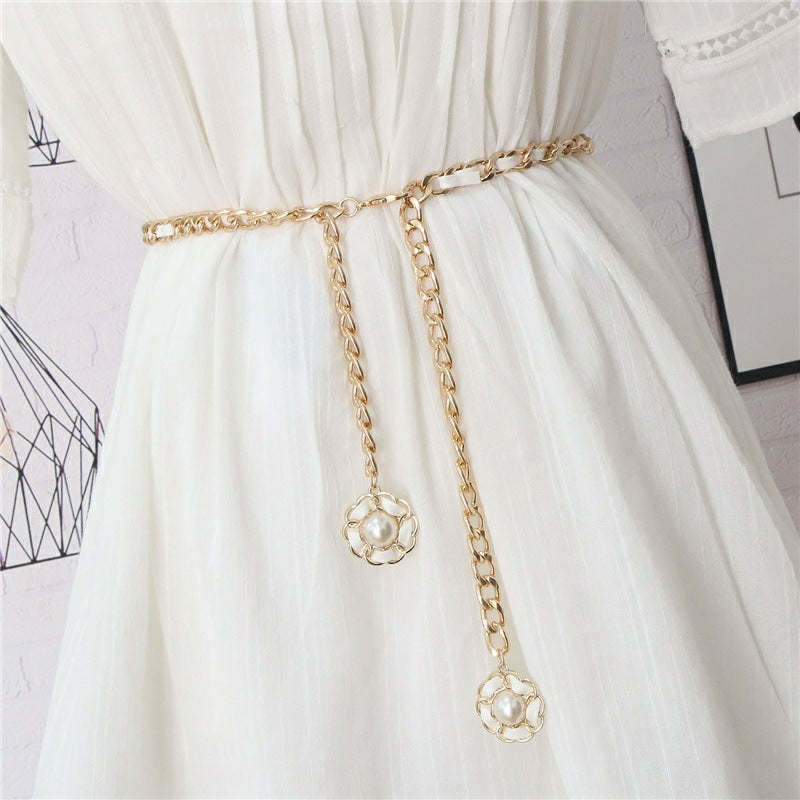 Black White Metal Waist Chain with dress