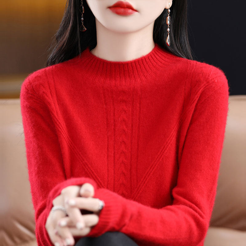Womens Fashionable Versatile Loose-fitting Mock-neck Sweater