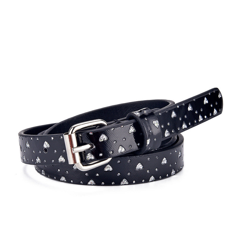 Ladies Kids Heart Glitter Belt Fashion Accessory