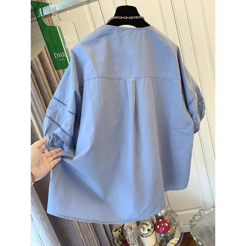 Incredibly Stylish French-style Chic Puff-sleeve Short-sleeve Shirt