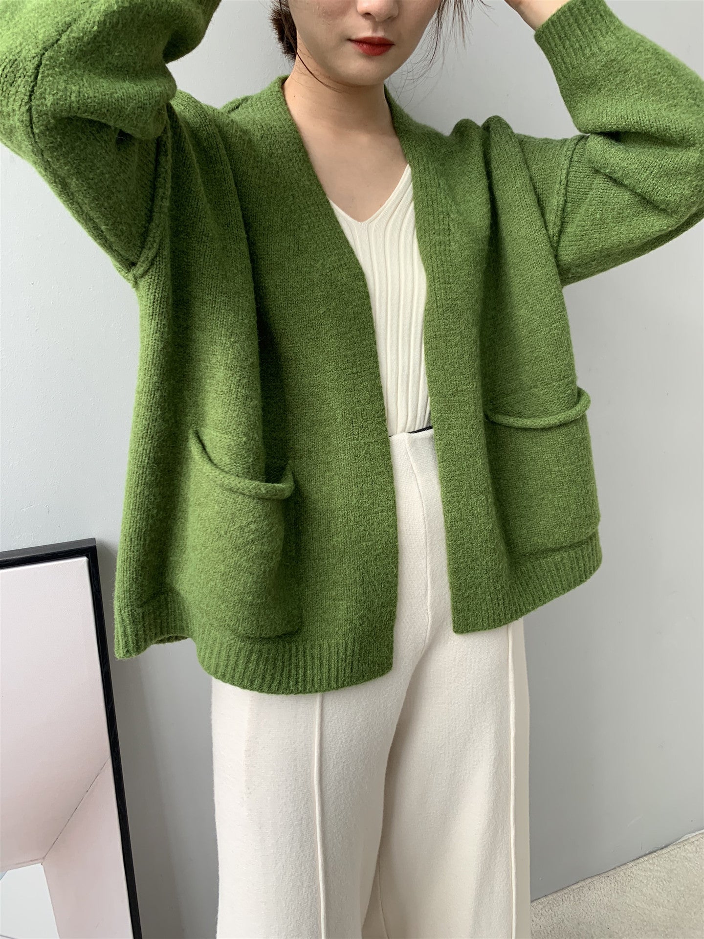 Casual Knitted Cardigan Laid-back Style Womens