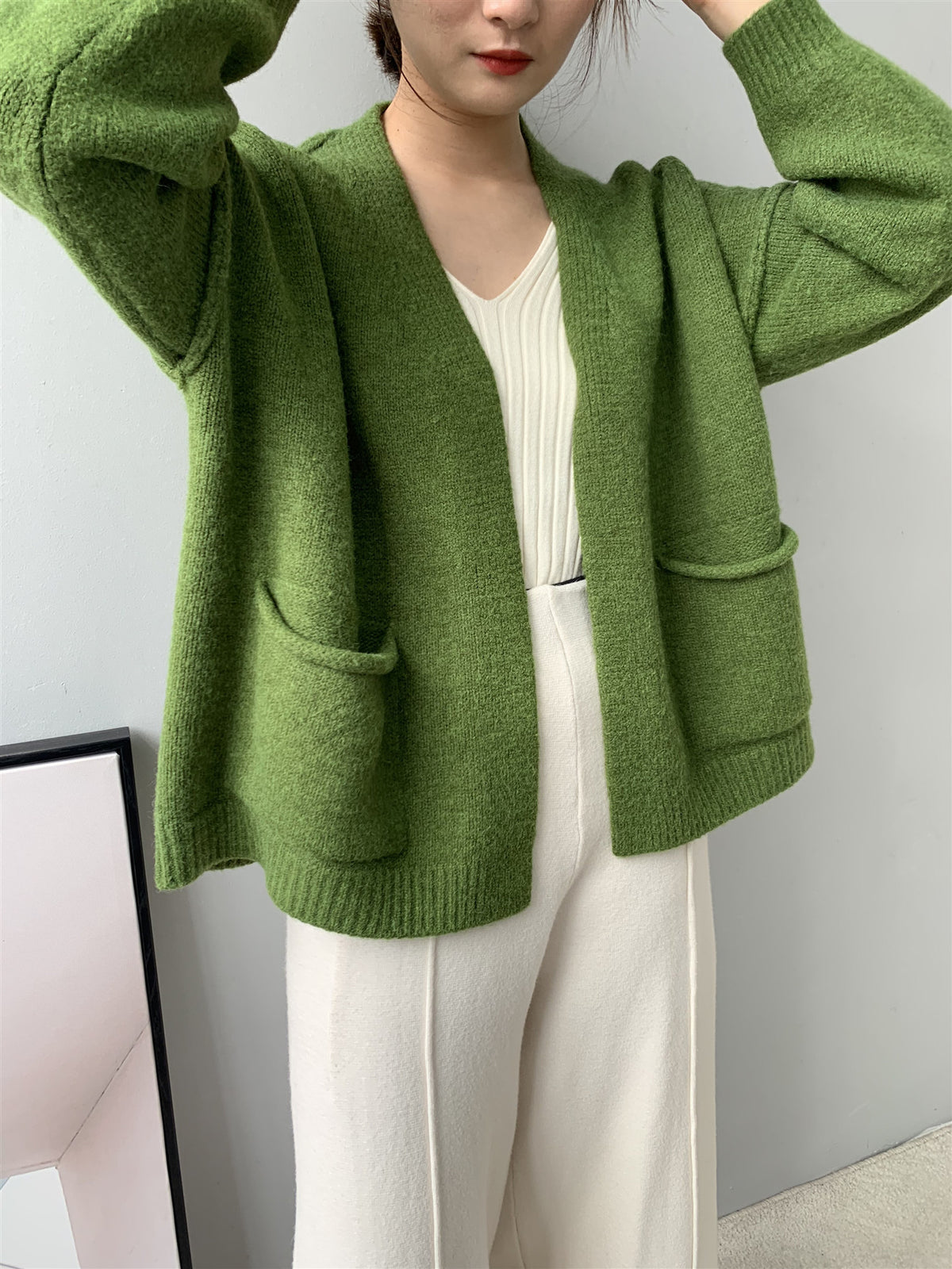 Casual Knitted Cardigan Laid-back Style Womens