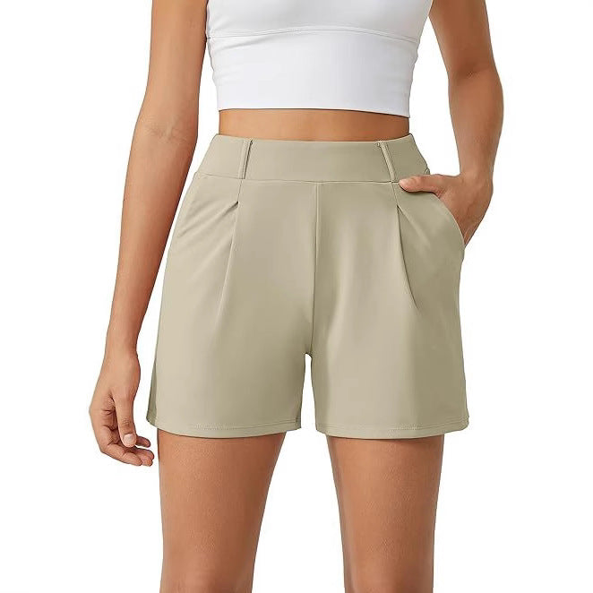 Stylish High-waisted Casual Versatile Womens Summer Fitness Shorts With Pockets