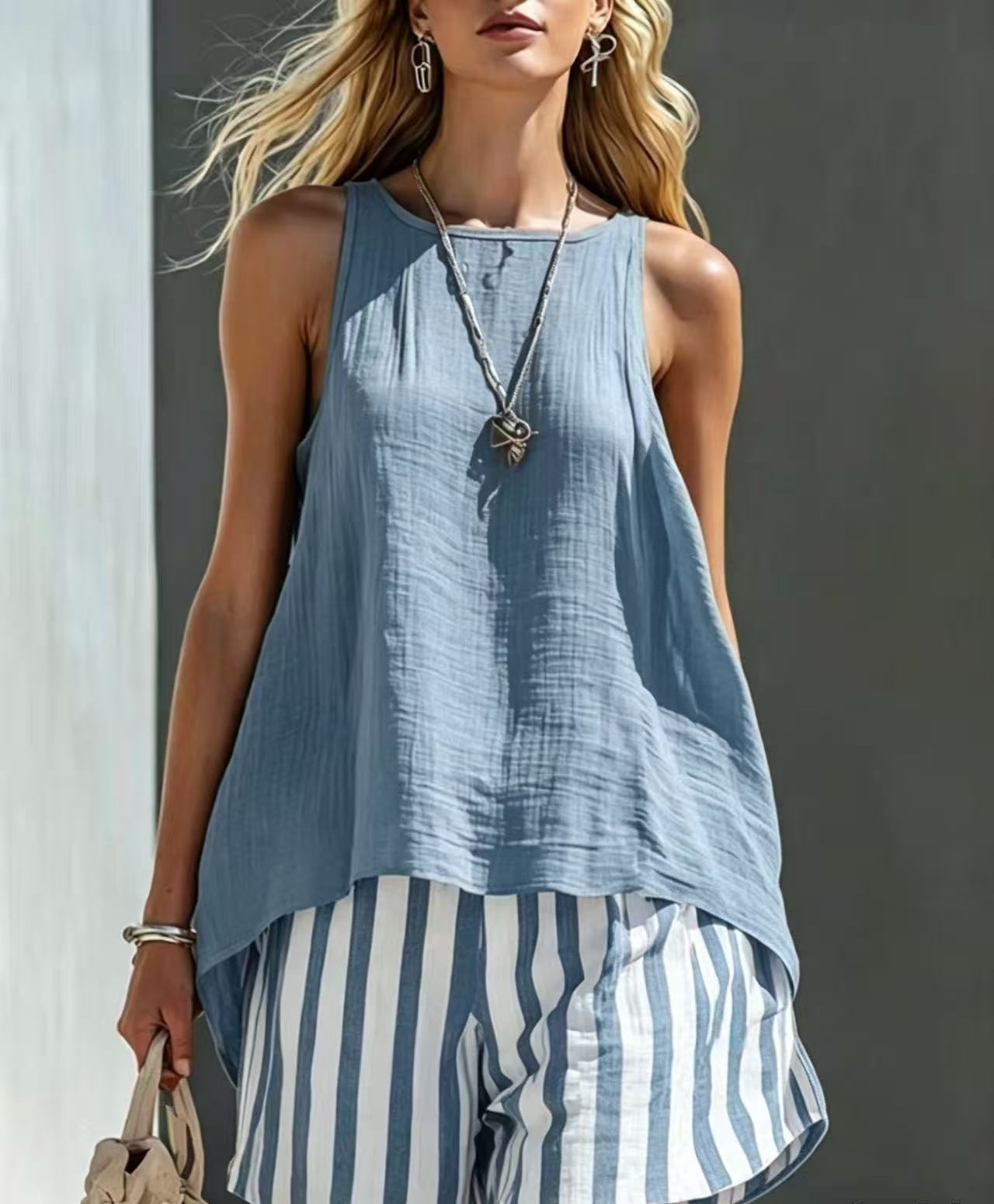 Solid Color V-Neck Long-Sleeve Shirt Womens Loose-Fitting Button-Up Top