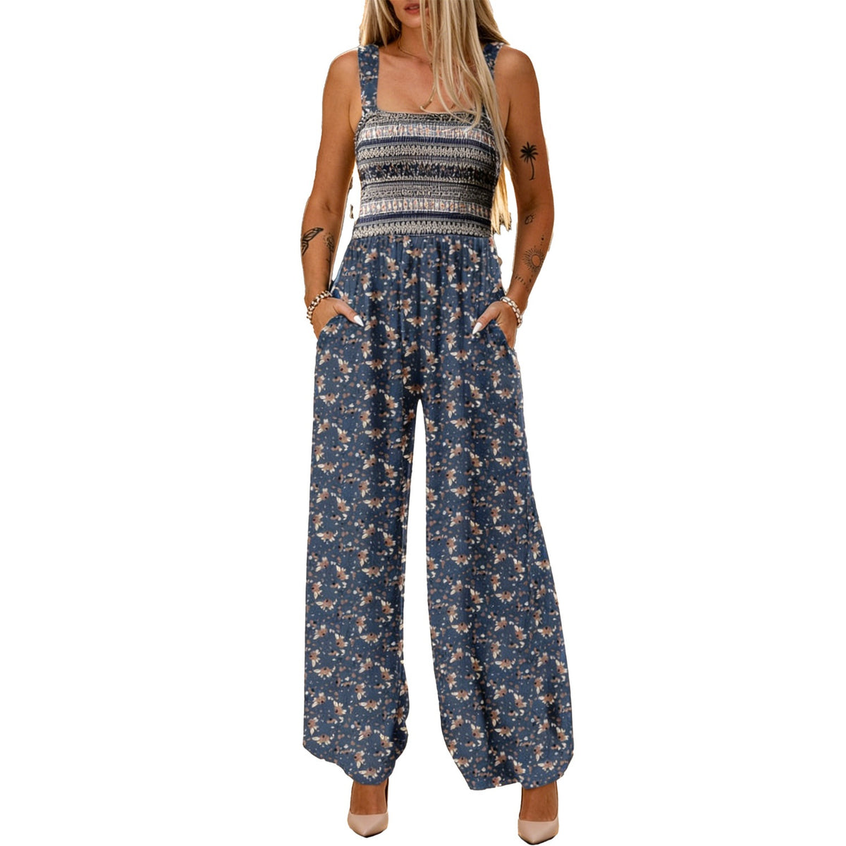 Bohemian Strap Print Jumpsuit