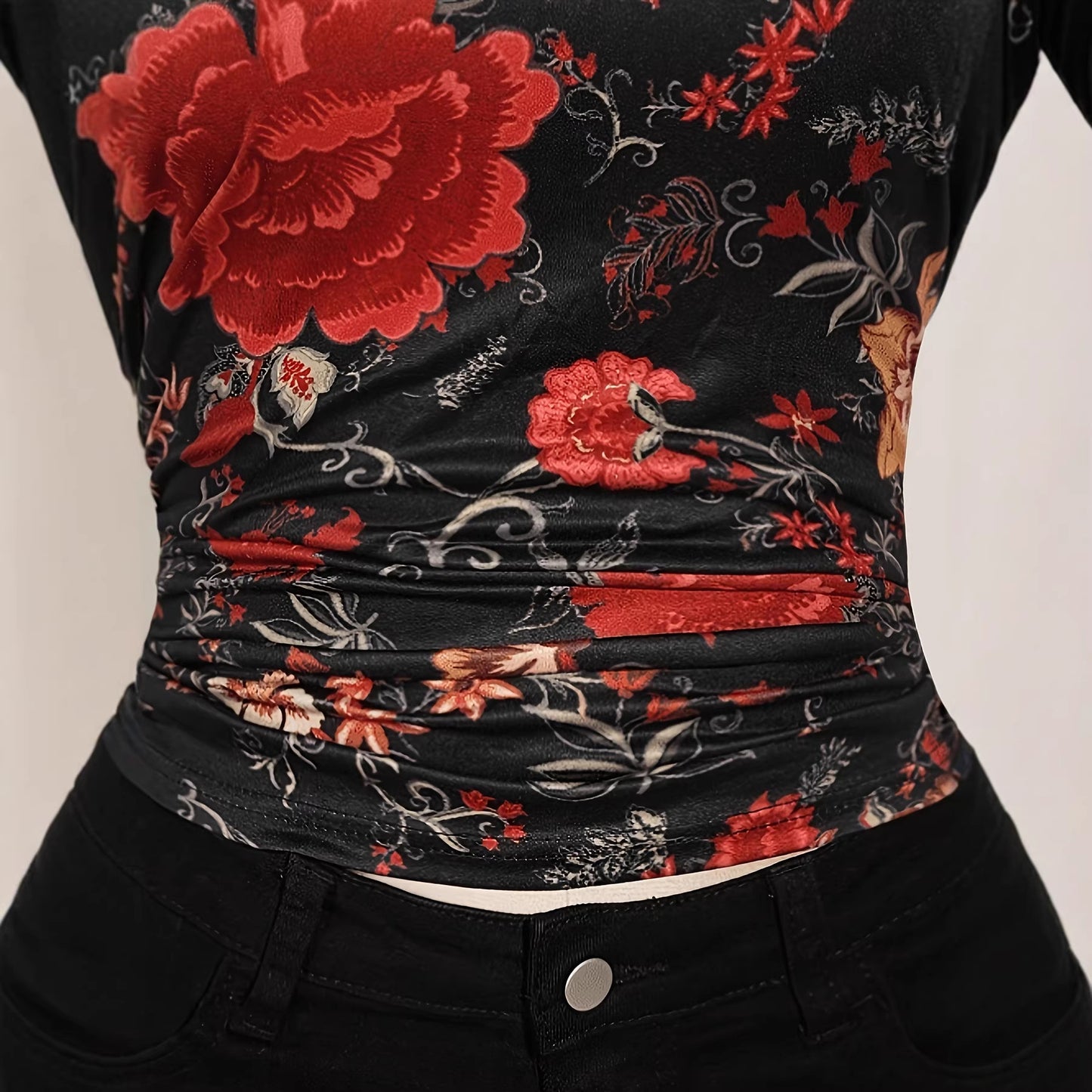 Y2K Retro Floral Print Halterneck Sleeveless Tank Top