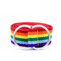 Women's Six-Color Rainbow Belt with Double Ring Buckle