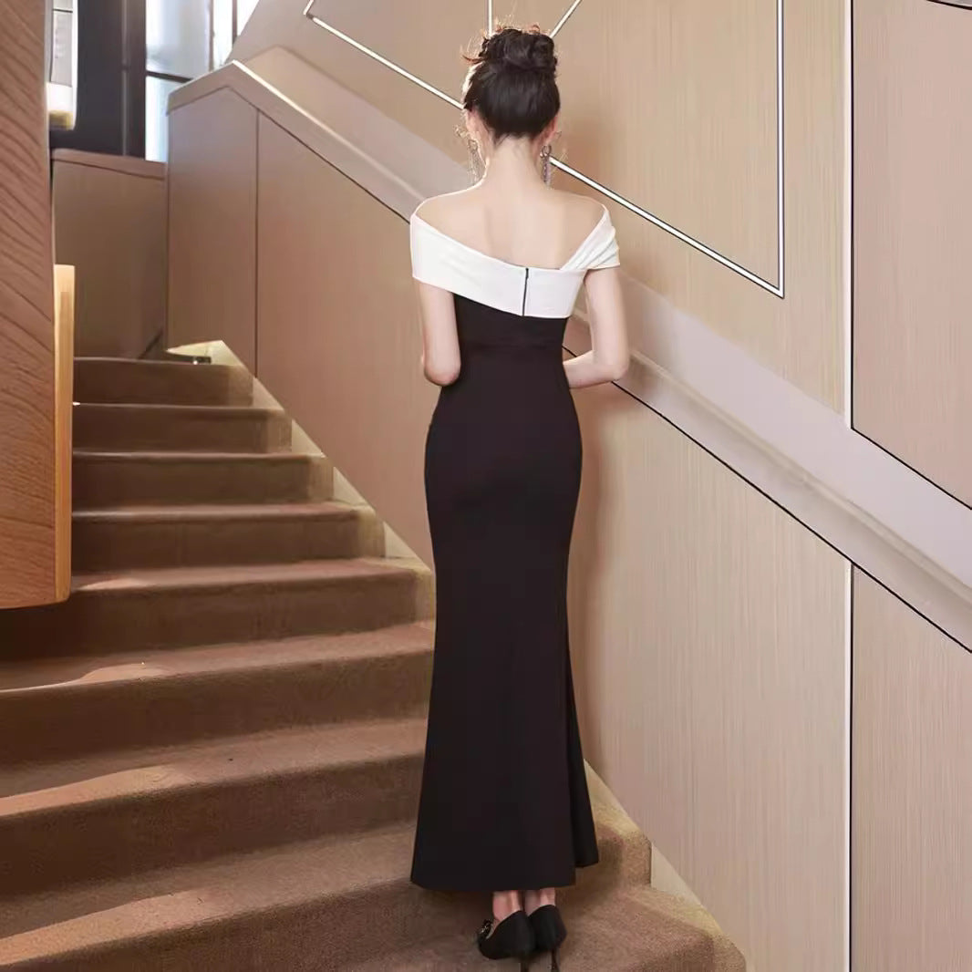 Elegant Off-shoulder Evening Gown With A Feminine Touch