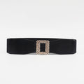 Black Rhinestone Elastic Waist Belt for Women